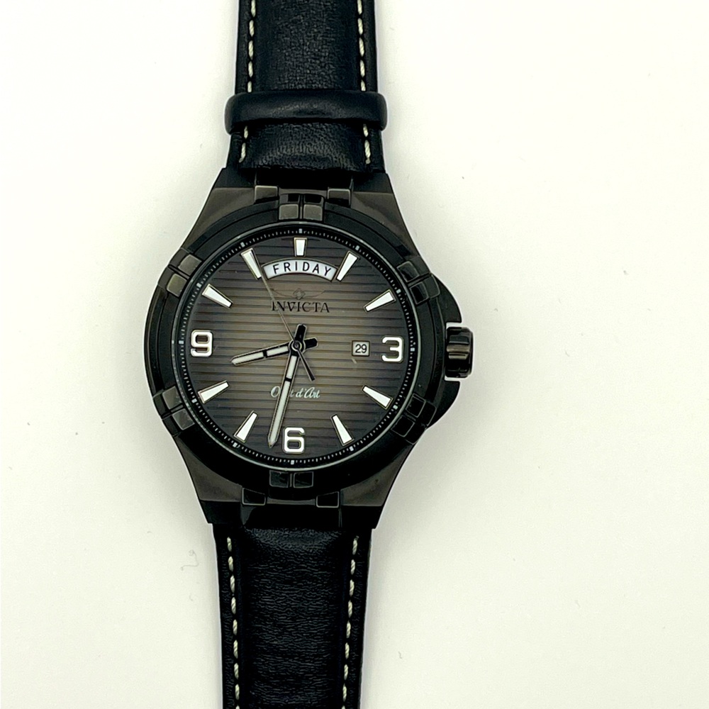 Invicta Black Dial Watch with Leather Band model 30188